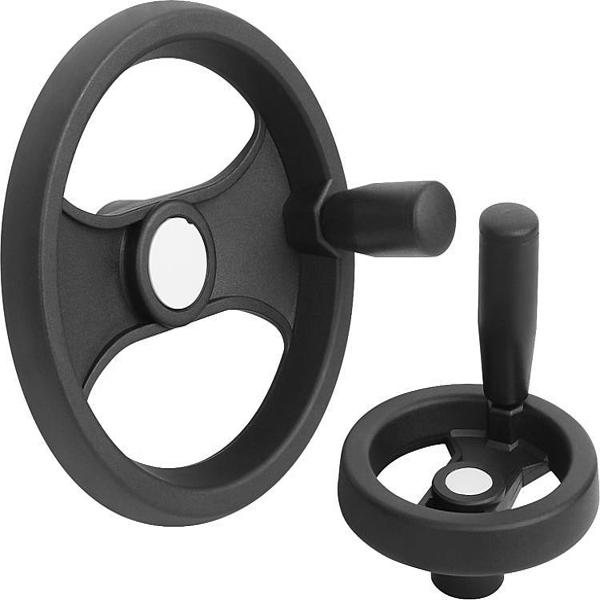 K0725.4100X10 Ruedas de mano de dos radios de plástico, con empuñadura giratoria