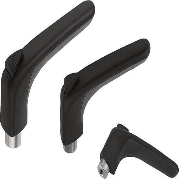 K0982  Series. Palanca de sujeción ergonómica con rosca interior, partes de acero inoxidable