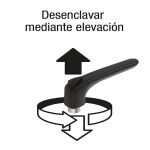 K0982  Series. Palanca de sujeción ergonómica con rosca interior, partes de acero inoxidable