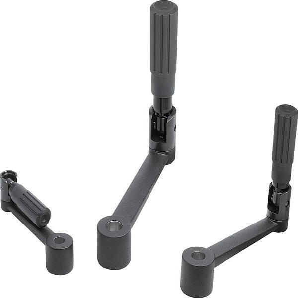 K0998.2212 Manivelas de mano de aluminio con empuñadura cilíndrica de seguridad y hembra cuadrada.