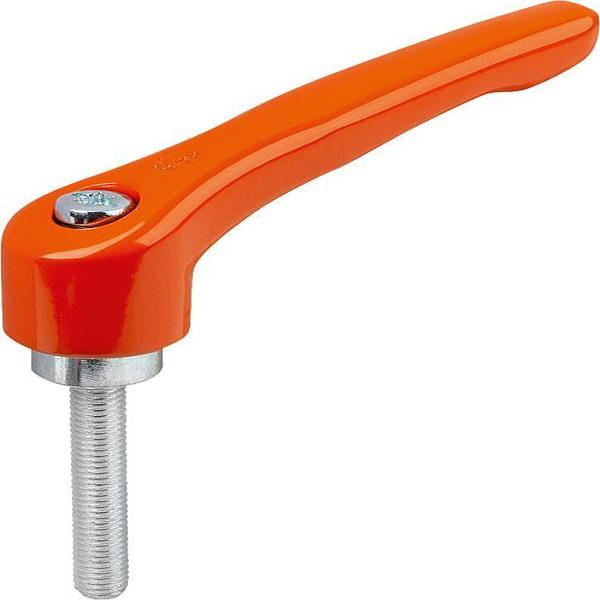 K1659.2082X30 Palancas de sujeción de zinc con rosca exterior, partes de acero pasivadas en azul